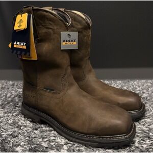 Ariat Boots Mens Size 10 D Brown WorkHog Wellington H20 Comp Toe New